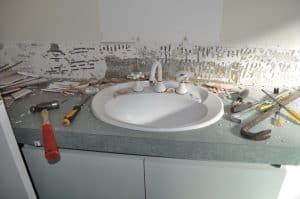 bathroom sink and splash back renovation